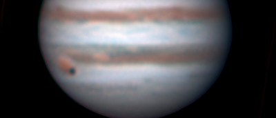 Europa eclipsing Jupiter's Great Red Spot